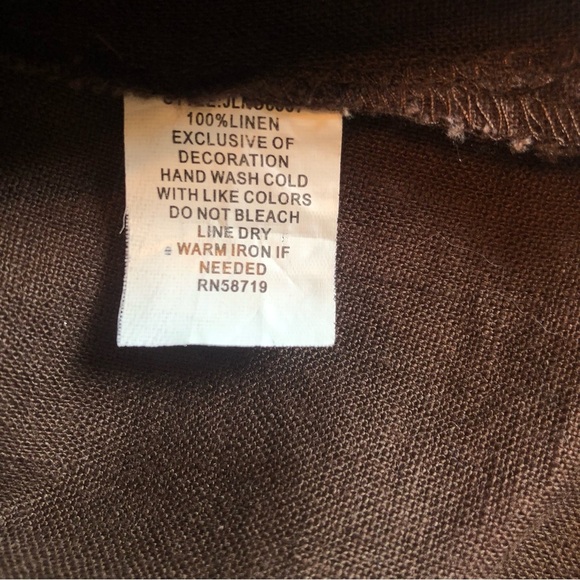 Choices Brown Linen Embellished 3/4 Sleeve Tunic Size S - Picture 9 of 9